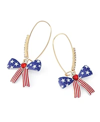 Betsey Johnson Faux Stone Americana Bow Dangle Earrings