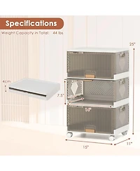 Gouun 3-Cube Collapsible Stackable Storage Bins with Detachable Wheels