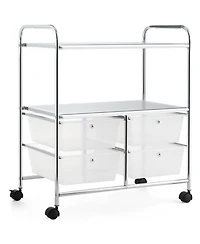 Gouun 4-Drawer Rolling Storage Cart with 2-Tier Open Shelves