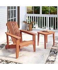 Sugift Solid Wood Adirondack Chair with High Backrest and Wide Armrests