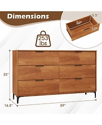 Gouun 6-Drawer Dresser with Interlock System for Bedroom Living Room