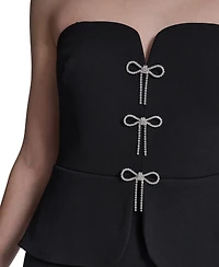 Eliza J Women's Strapless V-Neck Peplum Gown
