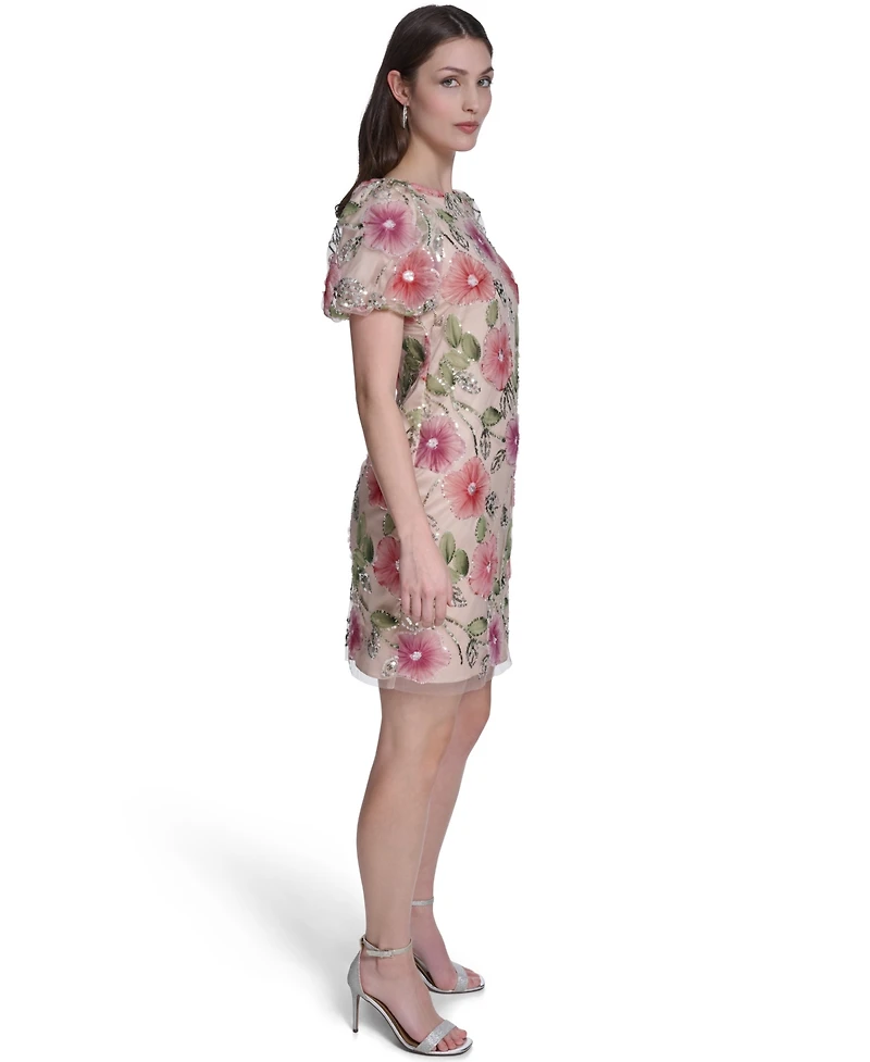 Eliza J Women's Puff-Sleeve Boat Neck T-Body Dress
