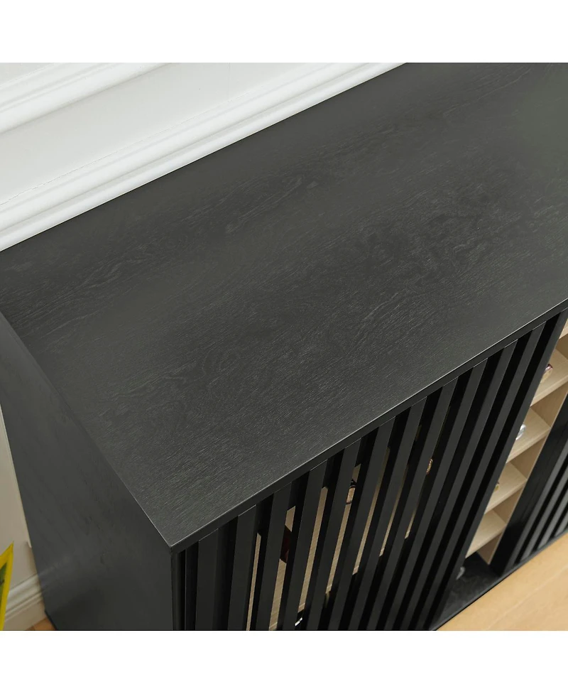 Streamdale Furniture Mid-Century Fluted Liquor Cabinet and Wine Storage