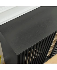 Streamdale Furniture Mid-Century Fluted Liquor Cabinet and Wine Storage