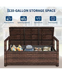 gaomon All-Weather Pe Rattan Outdoor Storage Bench with Seat
