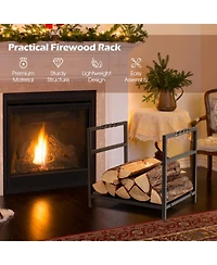 Gouun Steel Firewood Log Holder with Raised Feet and Carrying Handles