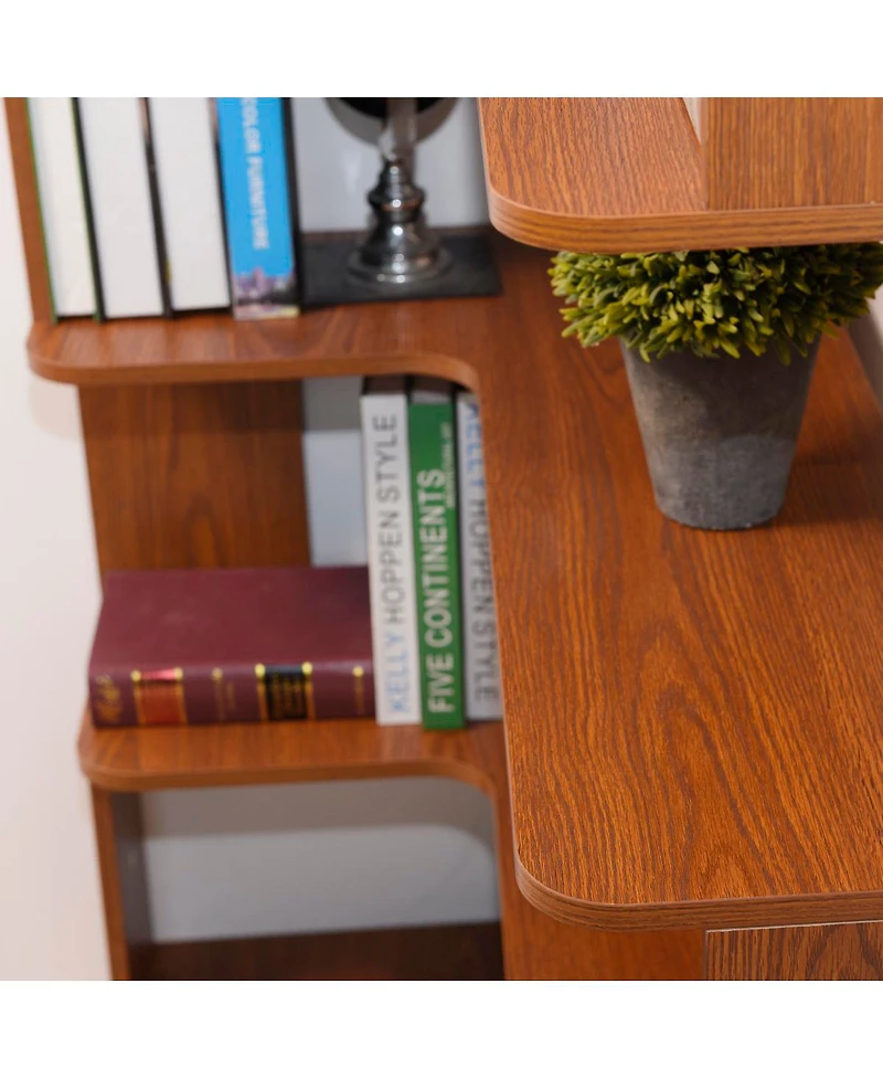 Streamdale Furniture 90cm L-Shape 5-Tier Corner Bookshelf with Anti-Tip