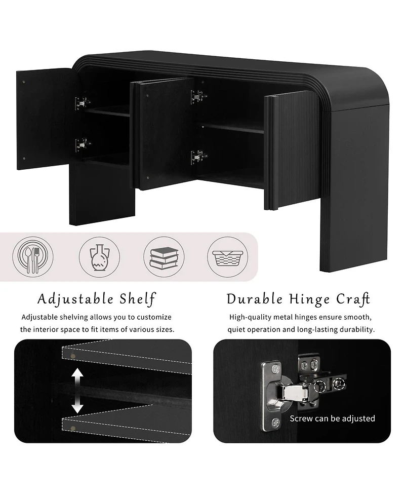 Streamdale Furniture Wave Console Table w/ 4 Doors and Shelf