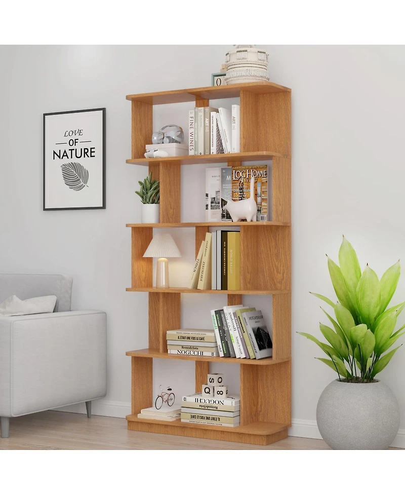 Streamdale Furniture 31.5"x64.56" 5-Tier Open Bookshelf Mdf Display Shelving