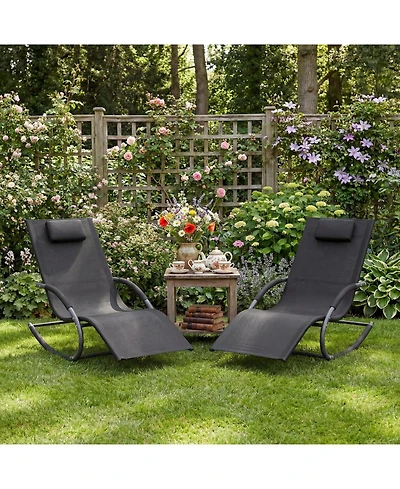 gaomon Outdoor Lounge Chair, Adjustable Patio Chaise Lounge with Pillow 2 Pcs,All-Weather Steel Frame and Breathable Mesh,Pool Lounge Chairs for Patio