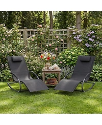 gaomon Outdoor Lounge Chair, Adjustable Patio Chaise Lounge with Pillow 2 Pcs,All-Weather Steel Frame and Breathable Mesh,Pool Lounge Chairs for Patio