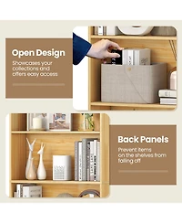 Sugift 6-Tier Bookcase with 6 Open Shelves and Anti-Toppling Kits-Wood