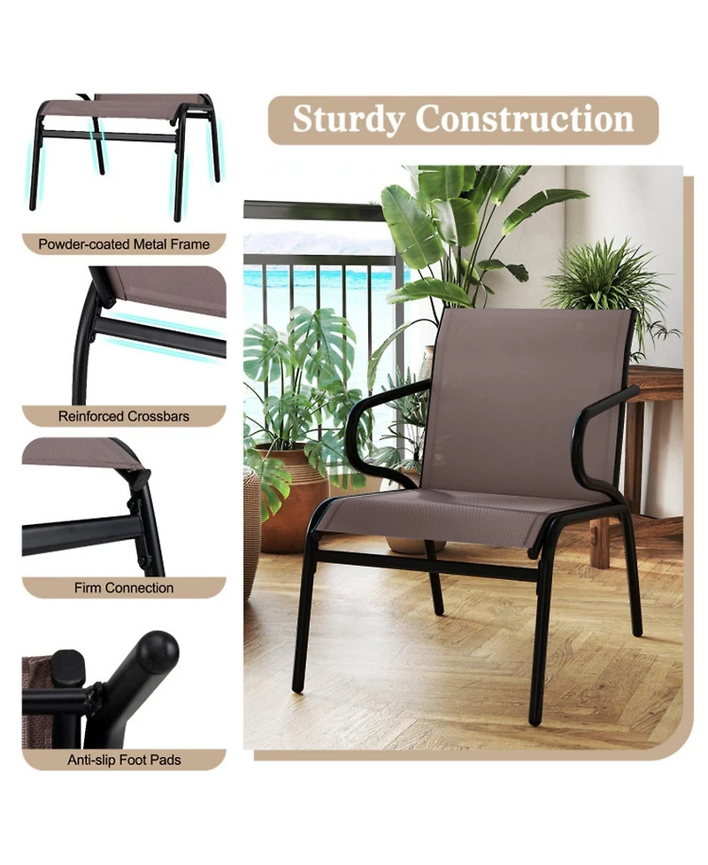 Sugift Modern Patio Chairs Set of 2 with Breathable Fabric for Porch