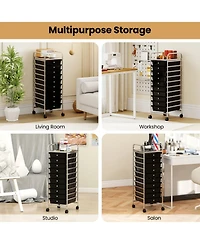 Gouun 10-Drawer Chrome-Plated Rolling Storage Cart with Lockable Universal Wheels