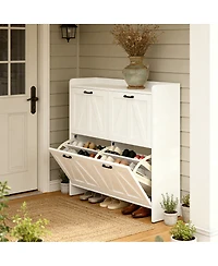 Streamdale Furniture Modern Entryway Shoe Cabinet with 4 Flip Drawers