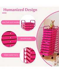 Gouun 10-Drawer Narrow Rolling Organizer Cart with Universal Casters