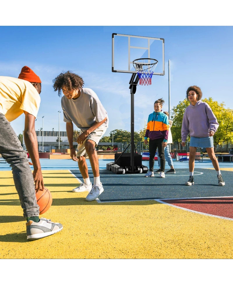 Kuyotq 4.9-10 Feet Adjustable Basketball Hoop with Shatterproof Backboard