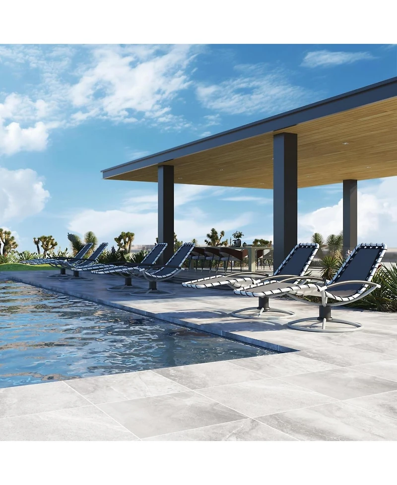 Homfan 360degree(s) Rotating Patio Chaise Lounge Chair - Heavy-Duty Iron Frame - S-Shaped Design - Quick-Dry Textilene