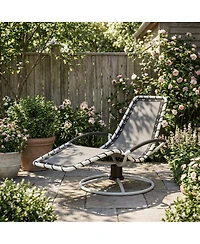 Homfan 360degree(s) Rotating Patio Chaise Lounge Chair - Heavy-Duty Iron Frame - S-Shaped Design - Quick-Dry Textilene