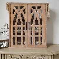 Streamdale Furniture Rustic Wood Wall Cabinet with Cutout Doors
