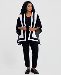 Jm Collection Plus Short-Sleeve Colorblock Open-Front Cardigan, Macy's Exclusive