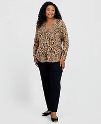 Jm Collection Plus Zippered-Pocket V-Neck Top, Macy's Exclusive