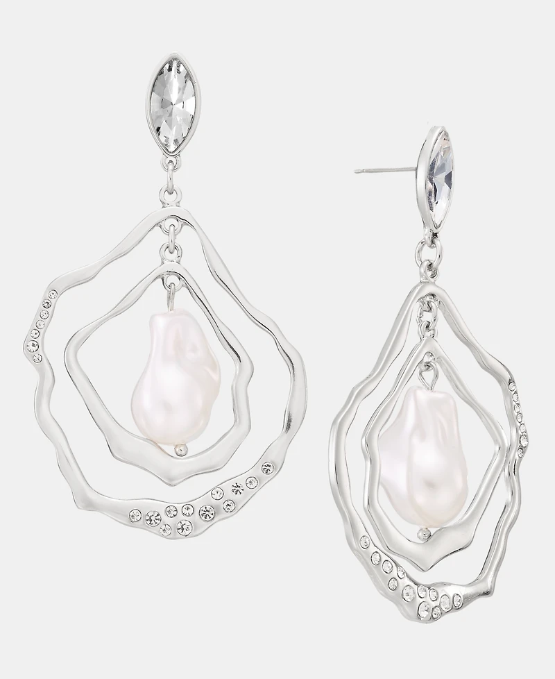 I.n.c. International Concepts Pave & Imitation Pearl Orbital Drop Earrings, Macy's Exclusive