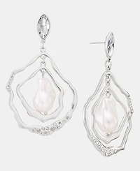 I.n.c. International Concepts Pave & Imitation Pearl Orbital Drop Earrings, Macy's Exclusive