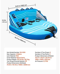 Mecale 3-Rider Towable Tube for Boating 510 lbs Dual Tow Points