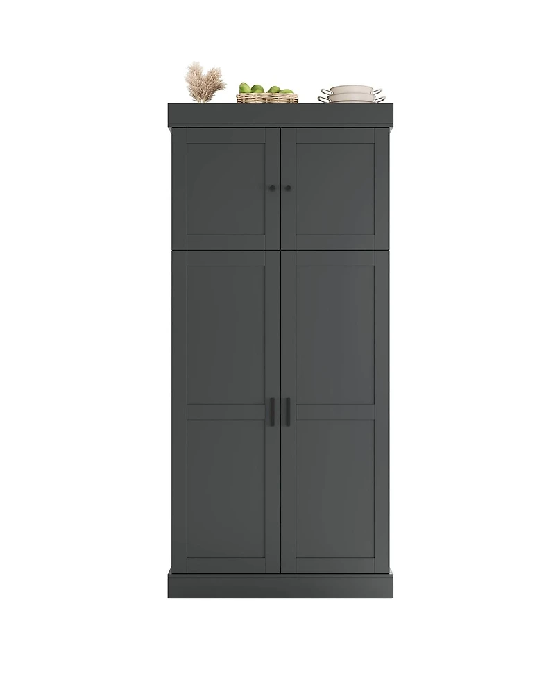 Streamdale Furniture Tall Shaker Kitchen Pantry Cabinet with Storage and Wine Racks