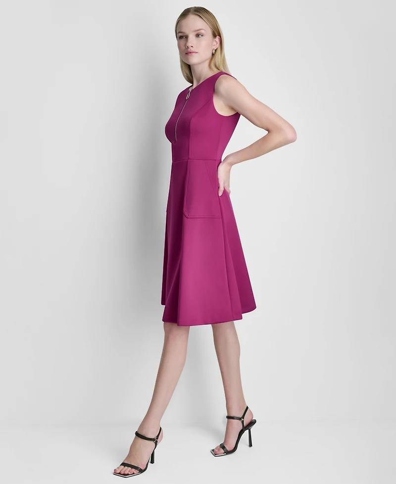 Dkny Women's Sleeveless Zip-Front Crewneck Dress