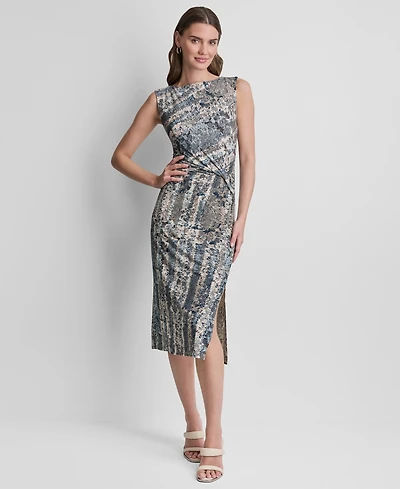 Dkny Women's Sleeveless Side Knot Midi Dress