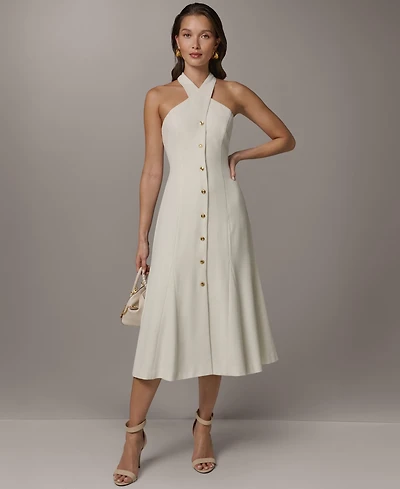 Donna Karan New York Women's Halter A-Line Sleeveless Midi Dress