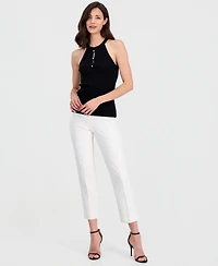 T Tahari Women's Crewneck Cutout Sleeveless Top