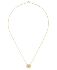 Macy's Blue Topaz (1/20 ct. t.w.) & White (1/3 Diamond Cut Flower Pendant Necklace 14k Yellow Gold (Also Available Amethyst)