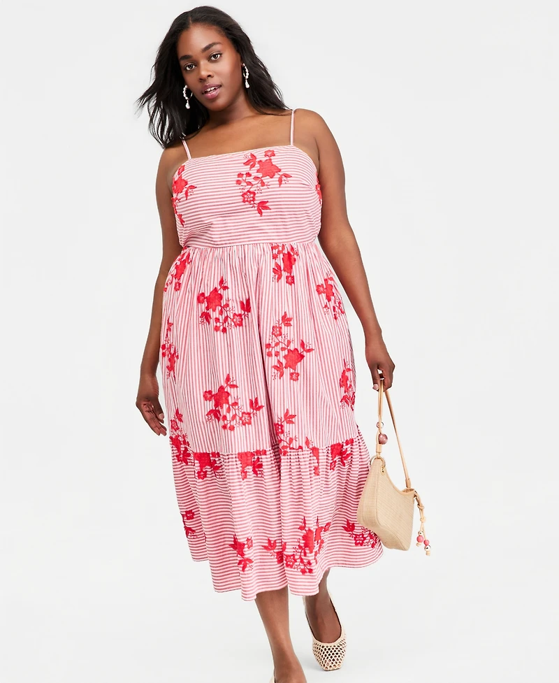 On 34th Trendy Plus Embroidered Midi Dress, Macy's Exclusive