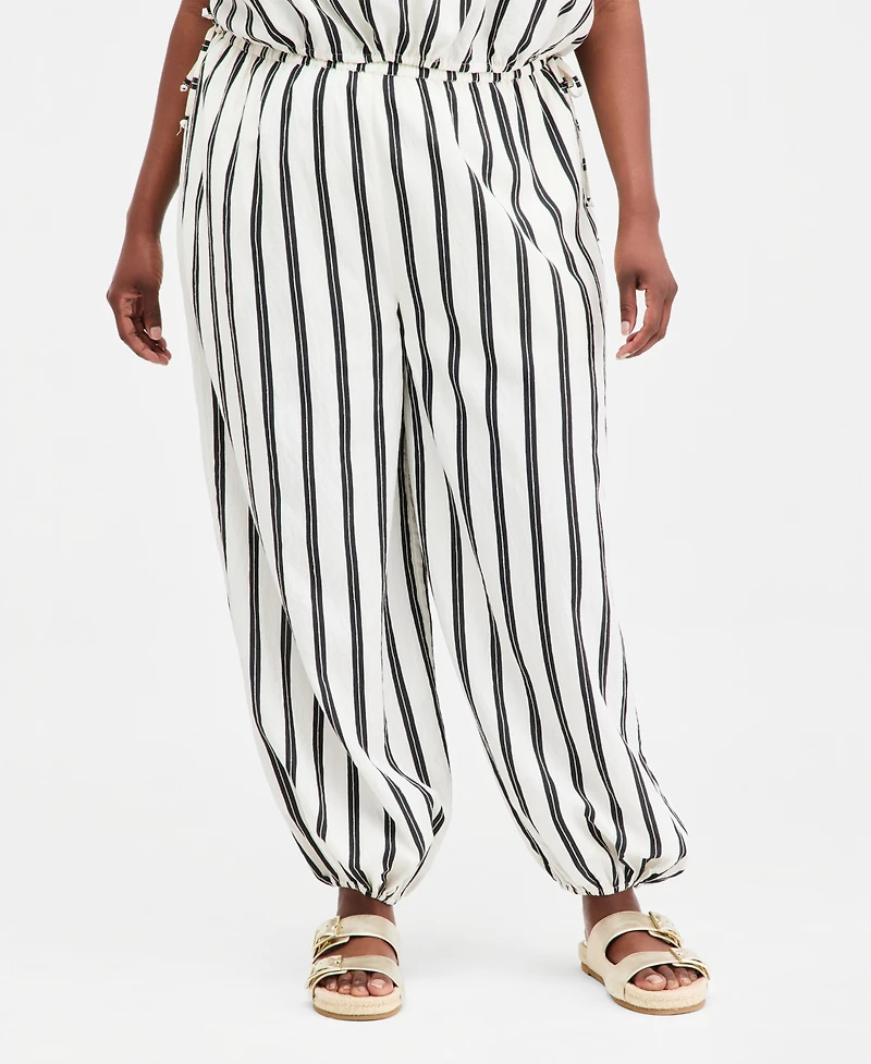 On 34th Trendy Plus Emma Striped Balloon-Leg Pants, Macy's Exclusive