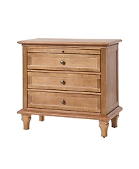 Hulala Home Arthelia Traditional 28.37''W 3-Drawer End Table with Charging Station