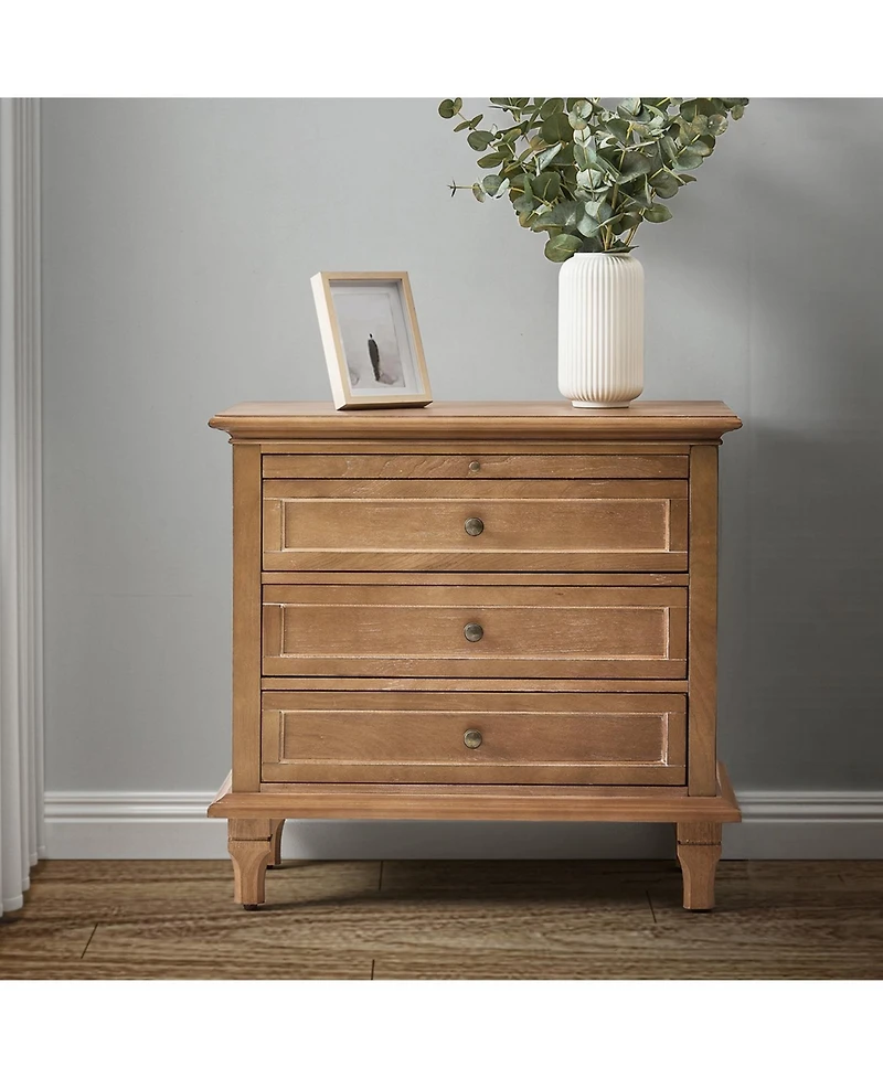 Hulala Home Arthelia Traditional 28.37''W 3-Drawer End Table with Charging Station