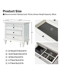 Hulala Home Arthelia Traditional 28.37''W 3-Drawer End Table with Charging Station