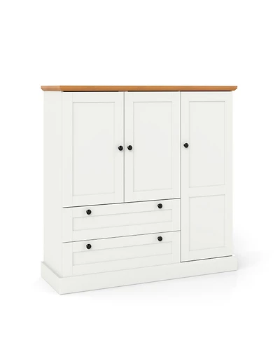 Gouun 47.5 in Kitchen Freestanding Storage Cabinet with 3 Doors, 2 Drawers and 110 lbs Top