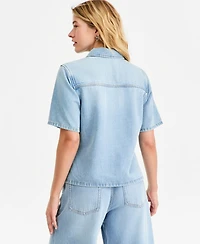 On 34th Women's Soft Denim Button-Front Short-Sleeve Shirt, Macy's Exclusive