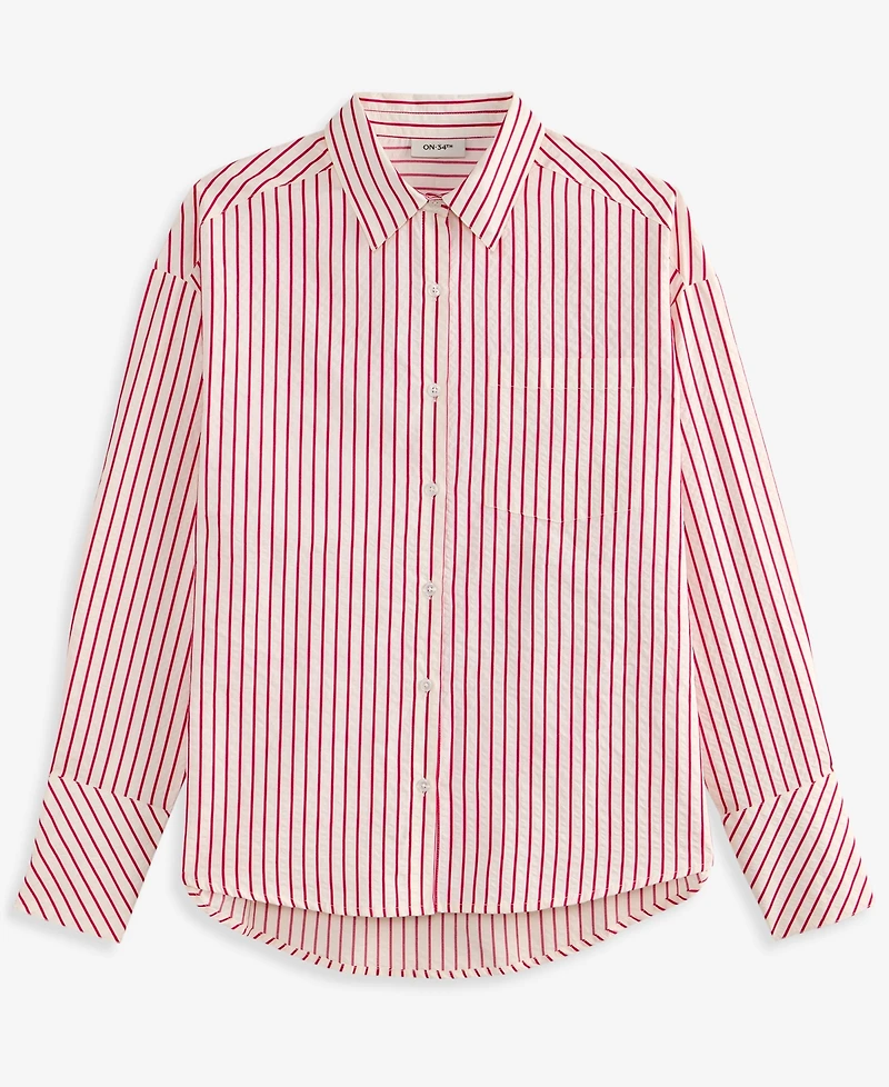 On 34th Women's Textured Seersucker Striped Button-Front Shirt, Macy's Exclusive