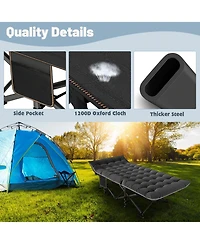 Aboron Xxl Folding Camping Cot with Mat: 78"x32"x18". Heavy Duty 1200D Oxford Portable Travel Bed Carry Bag. Durable Outdoor Gear.