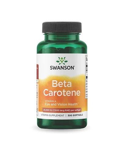 Swanson BetaCarotene Vitamin A 25000 Iu Skin Eye Immune System Health Antioxidant Support 7500 mcg 300 Softgels Count