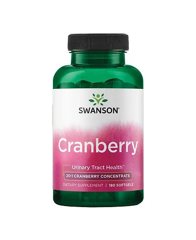 Swanson Cranberry, Urinary Tract Health, Bladder Control and Kidney Function, 20:1 Cranberry Juice Concentrate, Cranberry Supplement, 180 Softgels