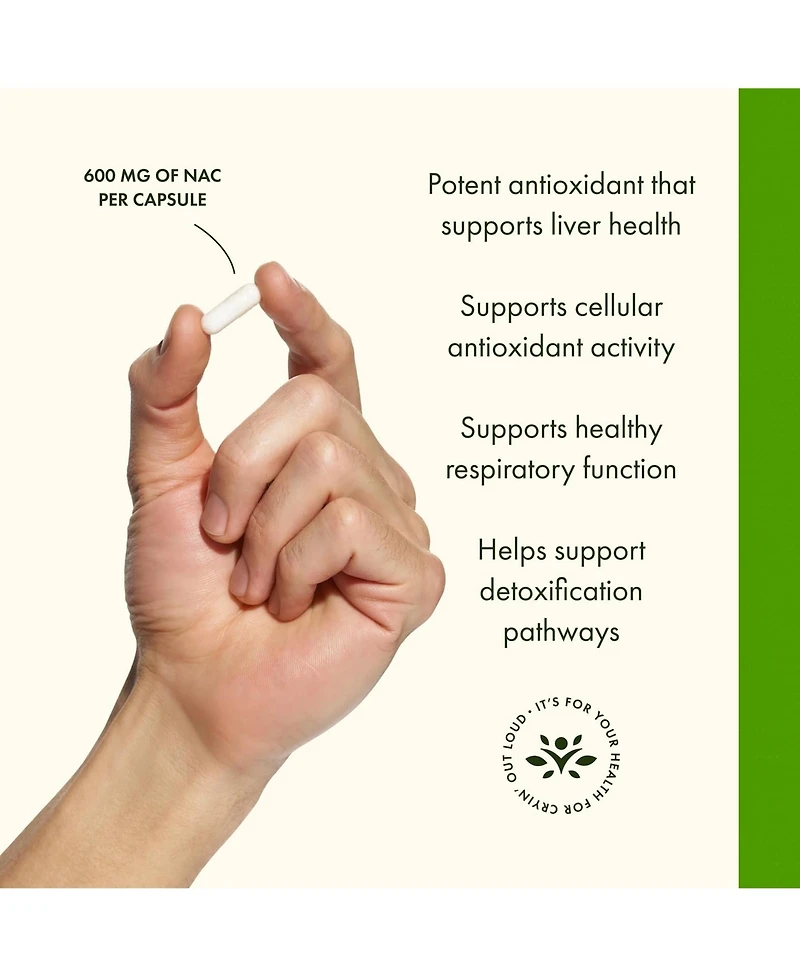 Swanson Nac NAcetyl Cysteine 600 mg, Antioxidant and Liver Support Supplement, 100 Veggie Capsules for Detox and Free Radical Support