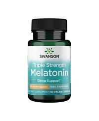 Swanson Triple Strength Melatonin Natural Sleep Support for Disrupted Sleep Cycles (60 Capsules, 10mg Each)