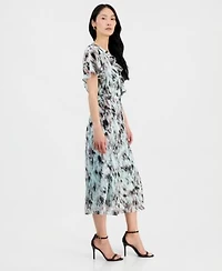 Kasper Womens Ruffle Front Flutter Sleeve Blouse Pull On Pleated Front Skirt